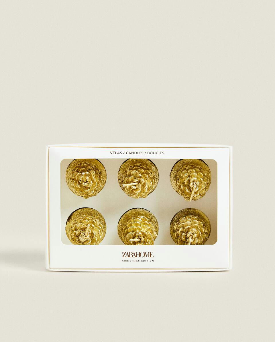 PACK OF CHRISTMAS PINE CONE CANDLES (PACK OF 6)