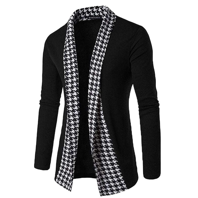 Cardigan vintage patchwork pied-de-poule pour homme