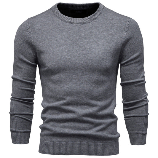 Herren Pullover Einfarbig Warm Schmal Rundhals-Pullover