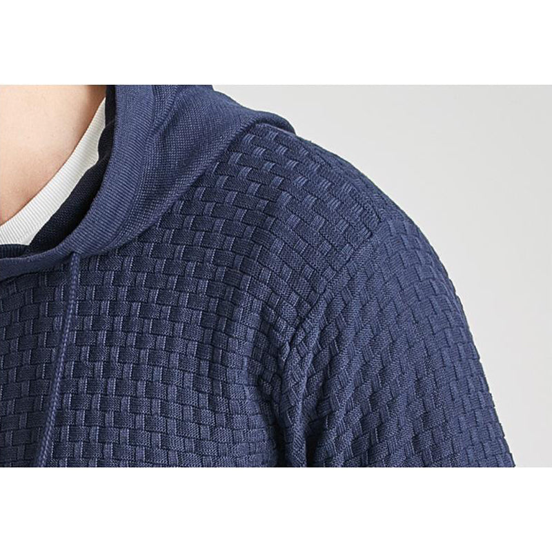 Pull homme à capuche en jacquard motif carreaux style basique vintage