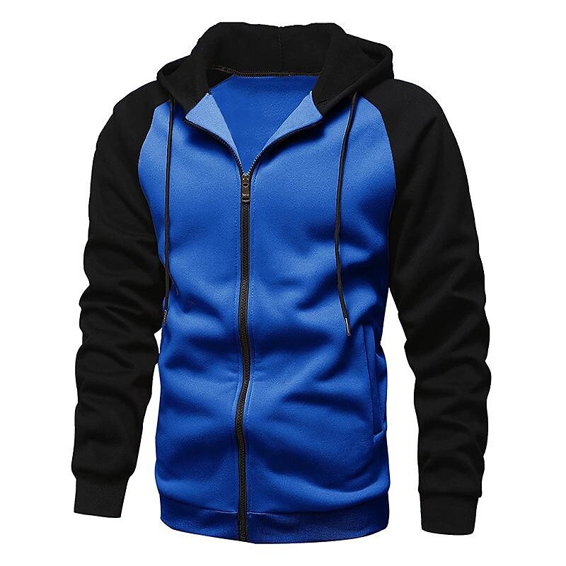 Gilet Sweat-shirt à Capuche Zippé Polaire Contrasté pour Homme