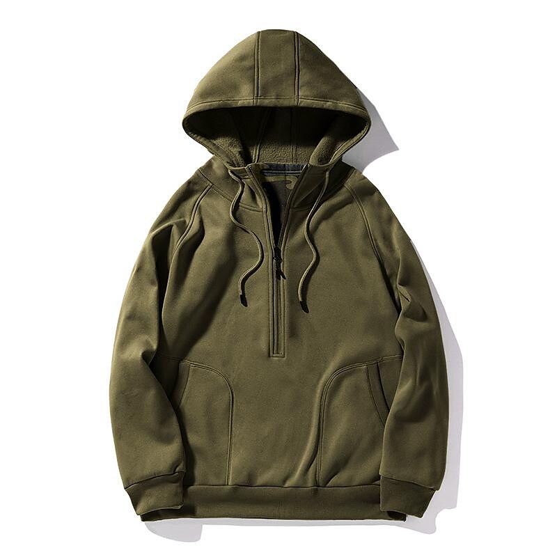 Sweat à capuche tendance en patchwork camouflage brossé à col en V zippé pour homme