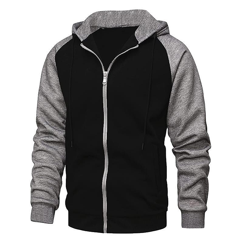 Gilet Sweat-shirt à Capuche Zippé Polaire Contrasté pour Homme