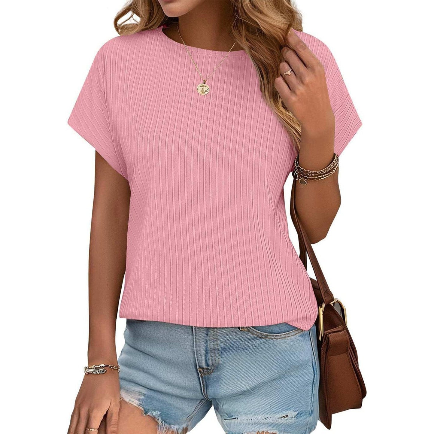 ✨T-shirt classique d'été jacquard à rayures pour femme