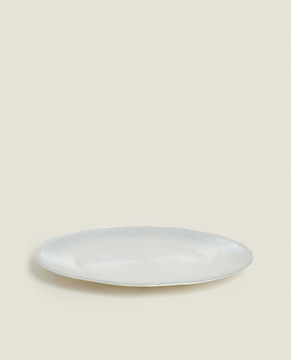 CHRISTMAS GLITTER GLASS SERVICE PLATE
