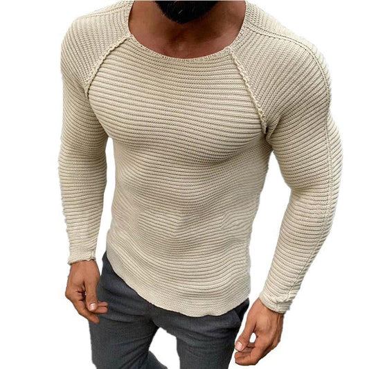 Herren Pullover mit Rundhalsausschnitt, Raglanärmeln und einfarbigem Design