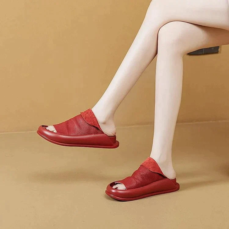 Pantoufles compensées en cuir italien LetcloTM pour femme